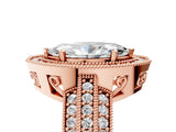 Rose gold Marquise Cut Halo Diamond Engagement Ring with Pave Split Shank and Four-Prong Setting_8