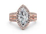 Rose gold Marquise Cut Halo Diamond Engagement Ring with Split Shank and Four-Prong Setting_20