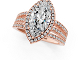 Rose gold Marquise Cut Halo Diamond Engagement Ring with Split Shank and Four-Prong Setting_21