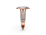 Rose gold Marquise Cut Halo Diamond Engagement Ring with Split Shank and Four-Prong Setting_22