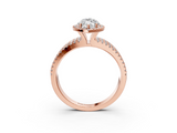 Rose gold Marquise Cut Halo Diamond Engagement Ring with Split Shank and Four-Prong Setting_23