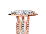 Rose gold Marquise Cut Halo Diamond Engagement Ring with Split Shank and Four-Prong Setting_25