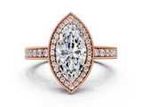 Rose gold Marquise Cut Halo Diamond Pave Band Ring with Four-Prong Setting_61