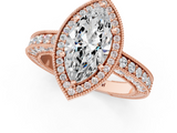 Rose gold Marquise Cut Halo Diamond Pave Band Ring with Four-Prong Setting_62