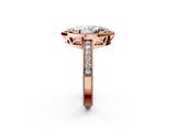 Rose gold Marquise Cut Halo Diamond Pave Band Ring with Four-Prong Setting_63