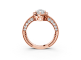 Rose gold Marquise Cut Halo Diamond Pave Band Ring with Four-Prong Setting_64