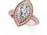 Rose gold Marquise Cut Halo Diamond Pave Band with Four-Prong Setting_44