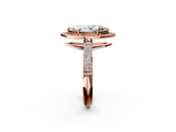 Rose gold Marquise Cut Halo Diamond Pave Band with Four-Prong Setting_45