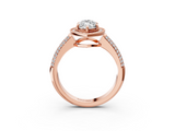 Rose gold Marquise Cut Halo Diamond Pave Band with Four-Prong Setting_46