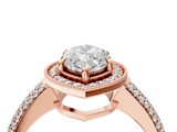 Rose gold Marquise Cut Halo Diamond Pave Band with Four-Prong Setting_47