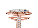 Rose gold Marquise Cut Halo Diamond Pave Band with Four-Prong Setting_48