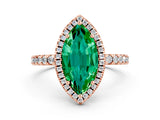 Rose gold Marquise Cut Halo Diamond Pave Band with Prong Setting