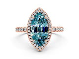 Rose gold Marquise Cut Halo Diamond Pave Band with Prong Setting