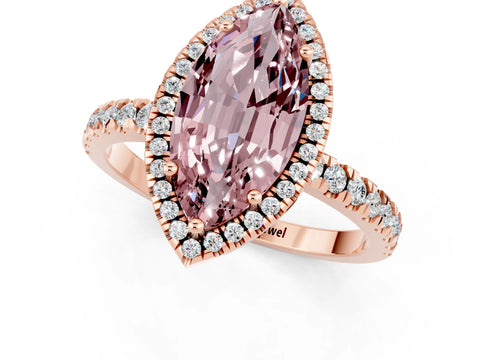 Rose gold Marquise Cut Halo Diamond Pave Band with Prong Setting_1