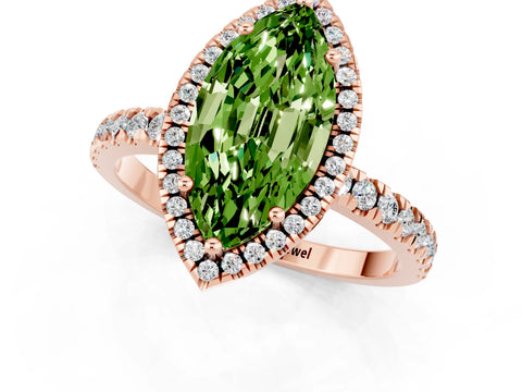 Rose gold Marquise Cut Halo Diamond Pave Band with Prong Setting_1