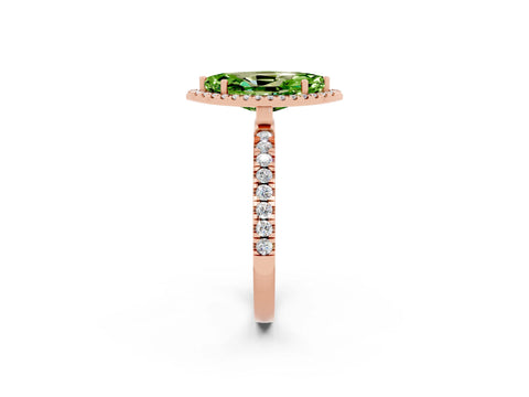 Rose gold Marquise Cut Halo Diamond Pave Band with Prong Setting_2