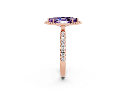 Rose gold Marquise Cut Halo Diamond Pave Band with Prong Setting_2