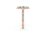 Rose gold Marquise Cut Halo Diamond Pave Band with Prong Setting_2