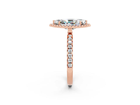 Rose gold Marquise Cut Halo Diamond Pave Band with Prong Setting_2