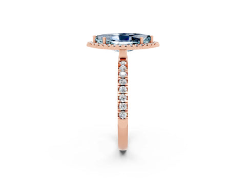 Rose gold Marquise Cut Halo Diamond Pave Band with Prong Setting_2