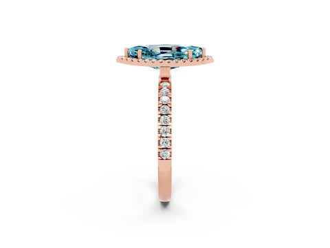 Rose gold Marquise Cut Halo Diamond Pave Band with Prong Setting_2