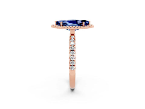 Rose gold Marquise Cut Halo Diamond Pave Band with Prong Setting_2