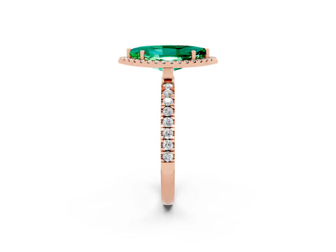 Rose gold Marquise Cut Halo Diamond Pave Band with Prong Setting_2