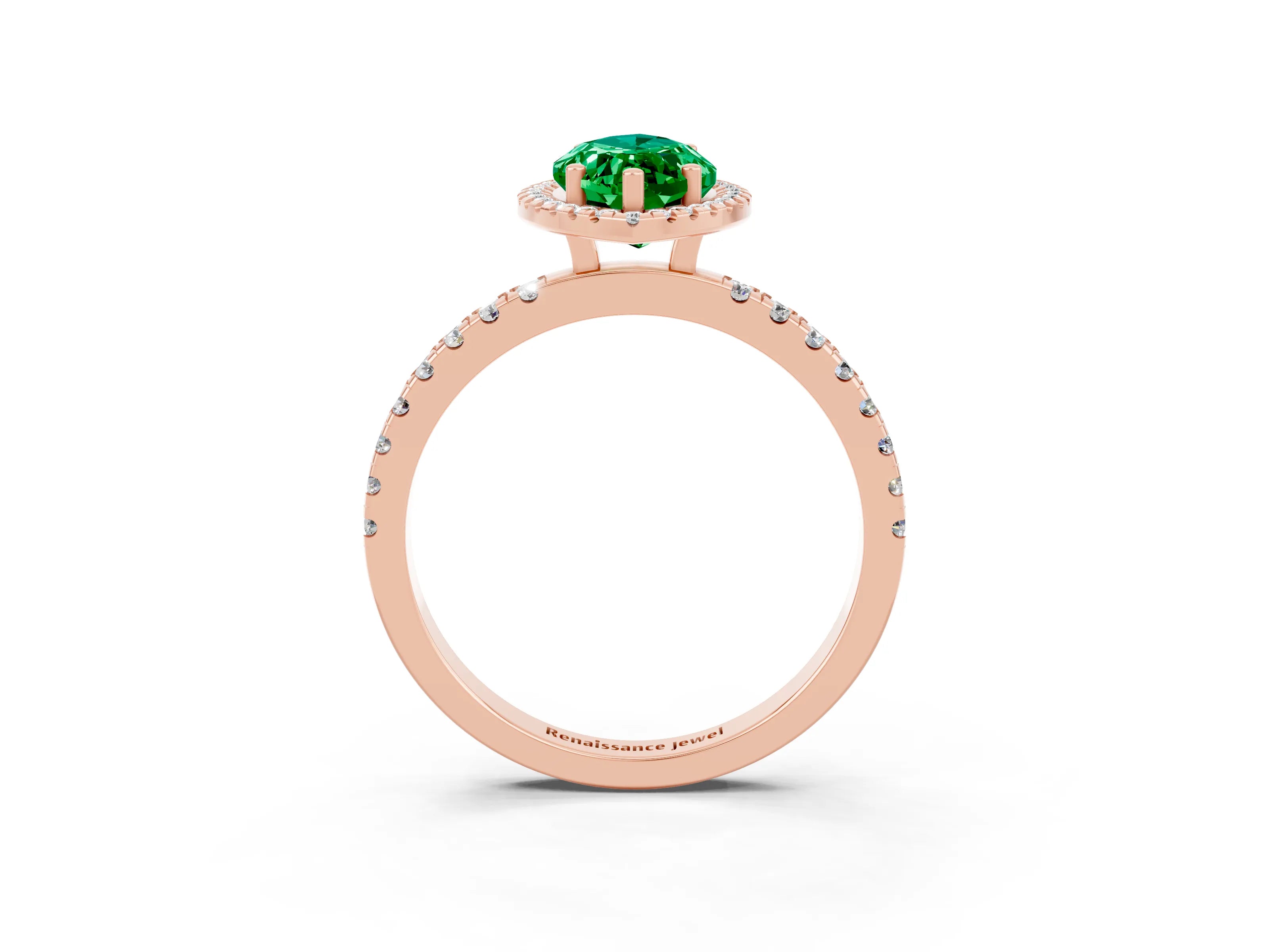 Rose gold Marquise Cut Halo Diamond Pave Band with Prong Setting_3