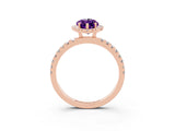 Rose gold Marquise Cut Halo Diamond Pave Band with Prong Setting_3