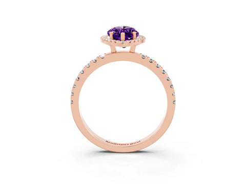 Rose gold Marquise Cut Halo Diamond Pave Band with Prong Setting_3