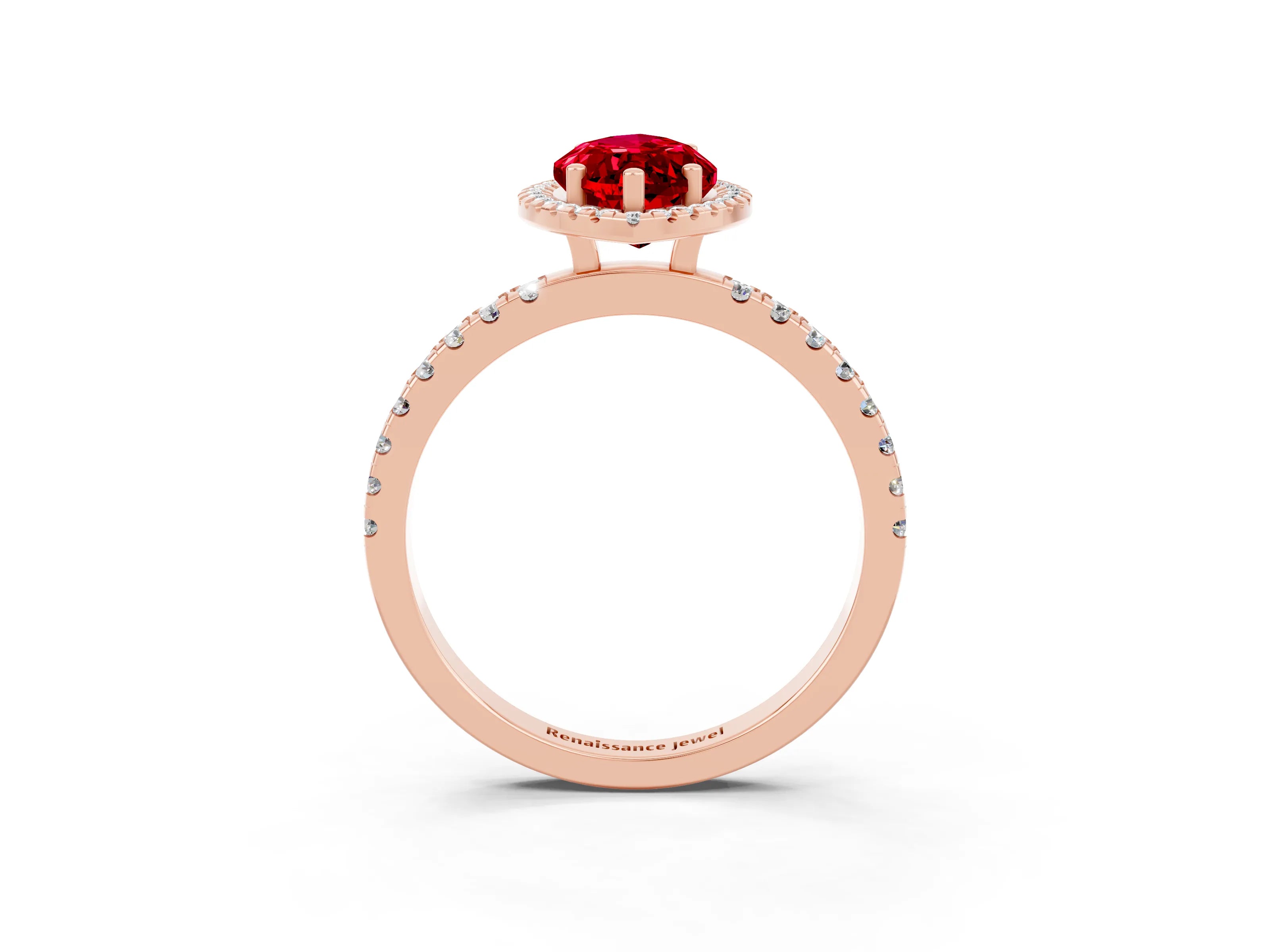 Rose gold Marquise Cut Halo Diamond Pave Band with Prong Setting_3