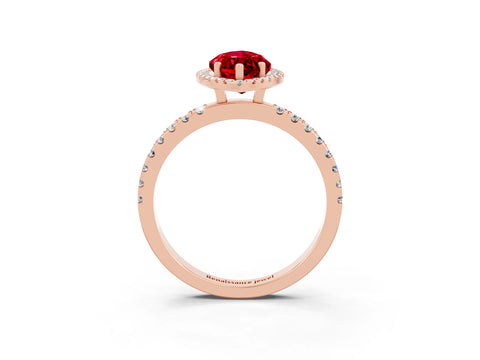 Rose gold Marquise Cut Halo Diamond Pave Band with Prong Setting_3