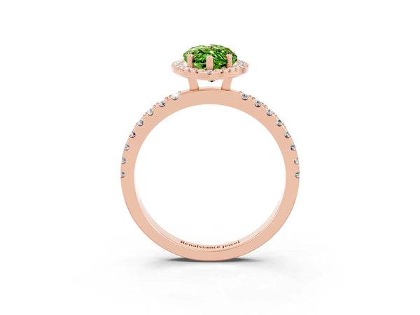 Rose gold Marquise Cut Halo Diamond Pave Band with Prong Setting