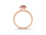 Rose gold Marquise Cut Halo Diamond Pave Band with Prong Setting_3