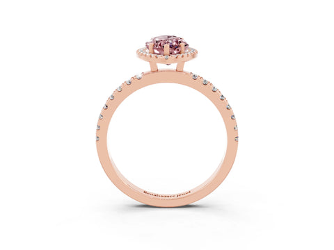 Rose gold Marquise Cut Halo Diamond Pave Band with Prong Setting_3