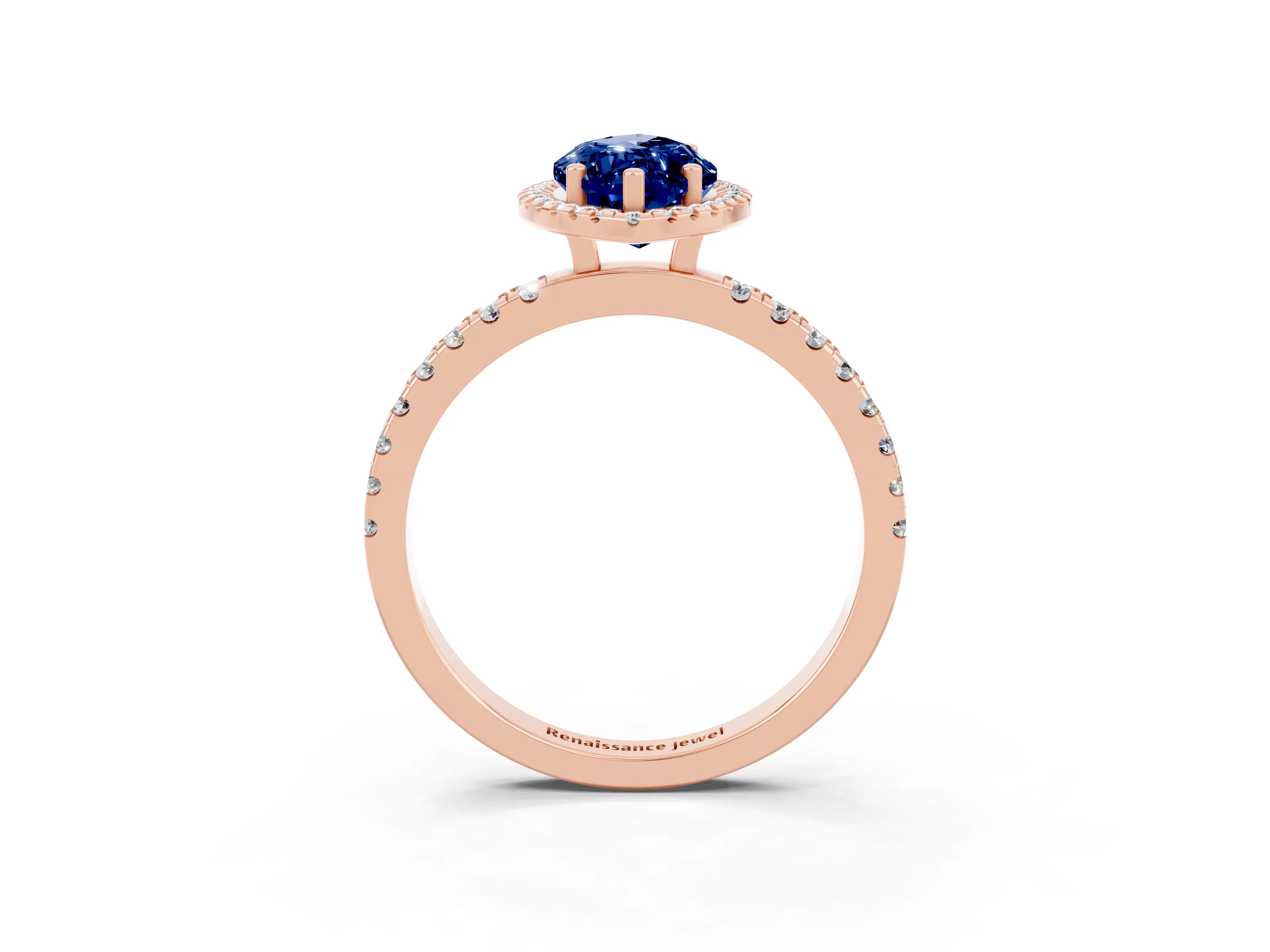 Rose gold Marquise Cut Halo Diamond Pave Band with Prong Setting_3