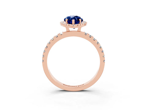 Rose gold Marquise Cut Halo Diamond Pave Band with Prong Setting_3