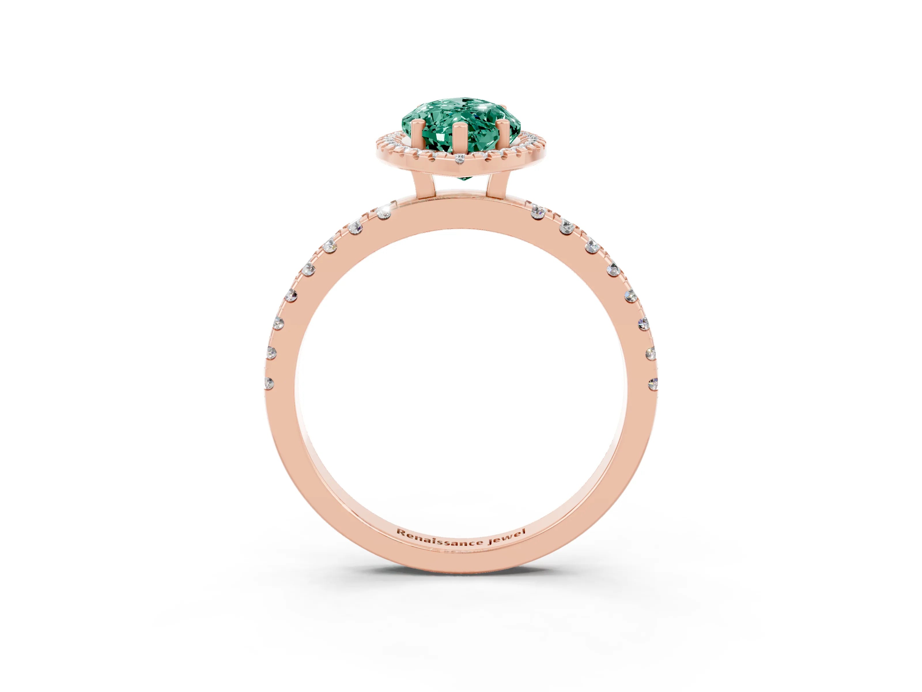 Rose gold Marquise Cut Halo Diamond Pave Band with Prong Setting_3