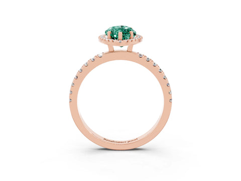 Rose gold Marquise Cut Halo Diamond Pave Band with Prong Setting_3