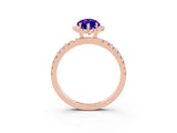 Rose gold Marquise Cut Halo Diamond Pave Band with Prong Setting_3