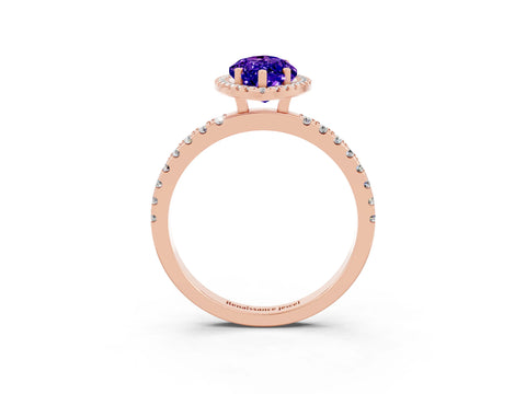 Rose gold Marquise Cut Halo Diamond Pave Band with Prong Setting_3