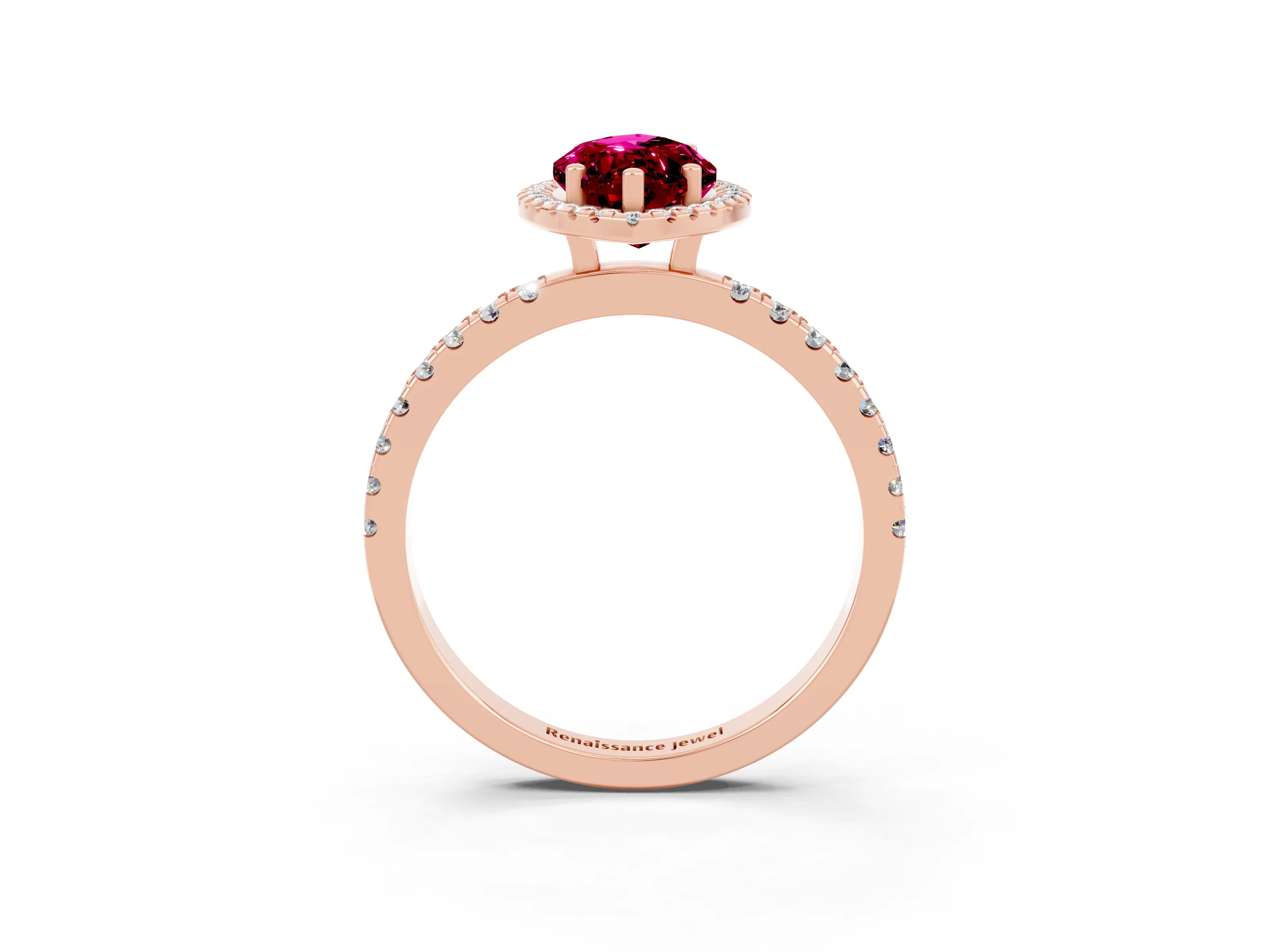 Rose gold Marquise Cut Halo Diamond Pave Band with Prong Setting_3