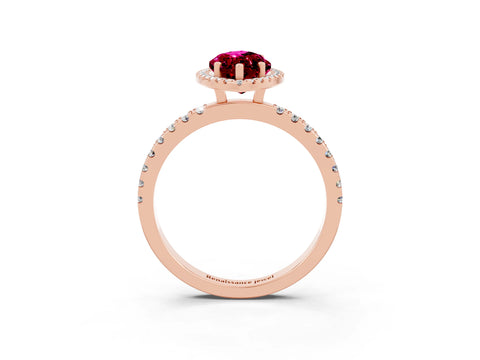 Rose gold Marquise Cut Halo Diamond Pave Band with Prong Setting_3