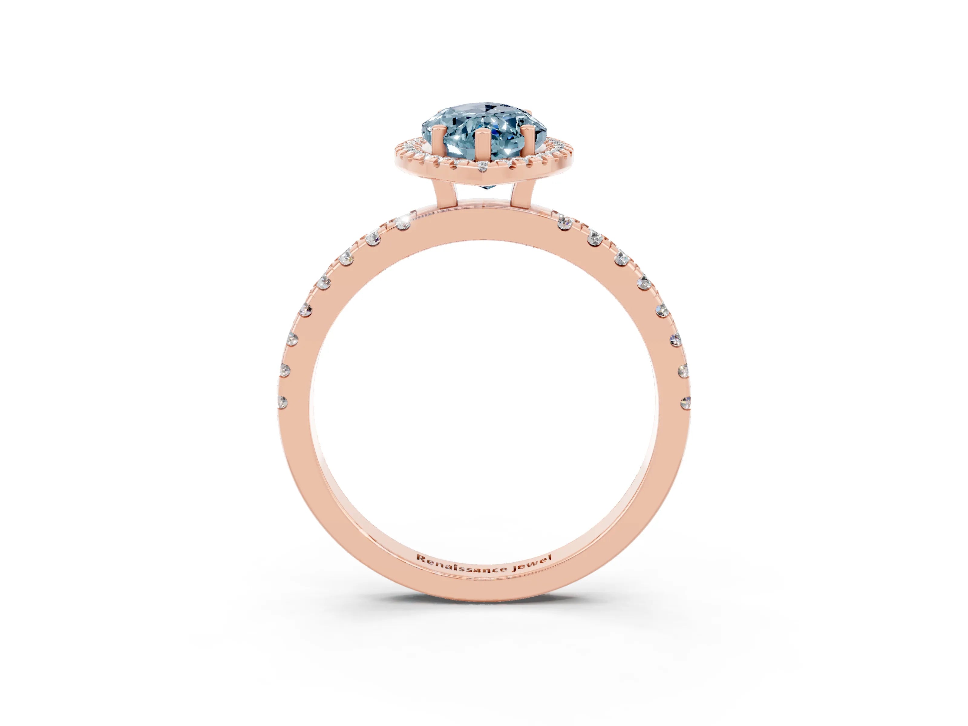 Rose gold Marquise Cut Halo Diamond Pave Band with Prong Setting_3