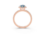 Rose gold Marquise Cut Halo Diamond Pave Band with Prong Setting_3