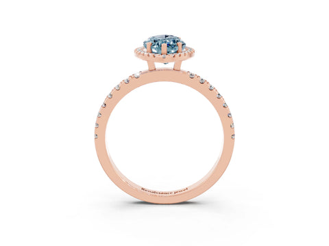 Rose gold Marquise Cut Halo Diamond Pave Band with Prong Setting_3