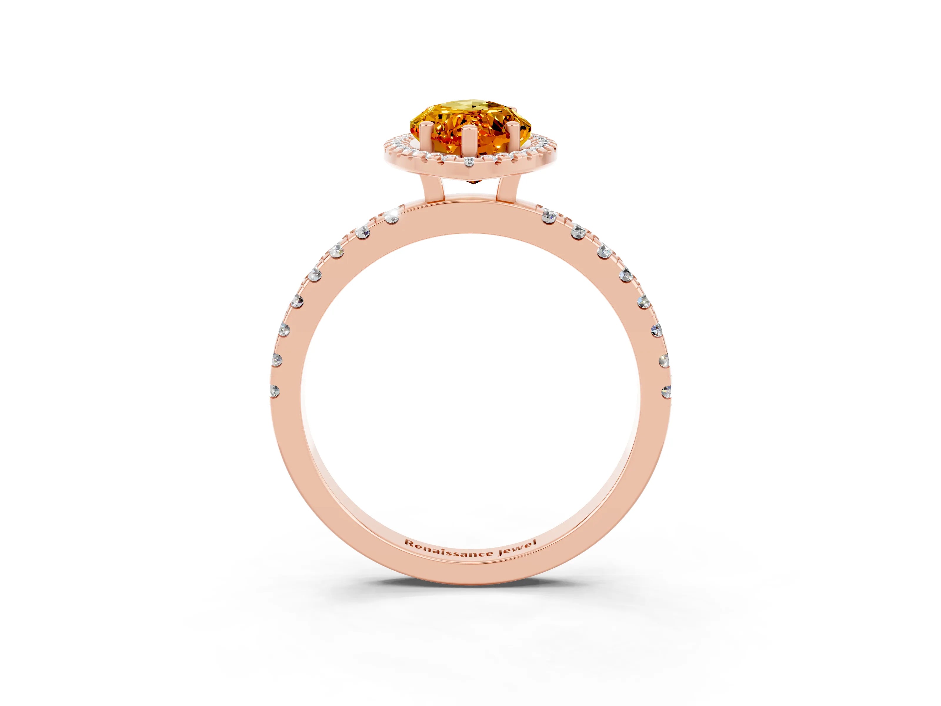 Rose gold Marquise Cut Halo Diamond Pave Band with Prong Setting_3