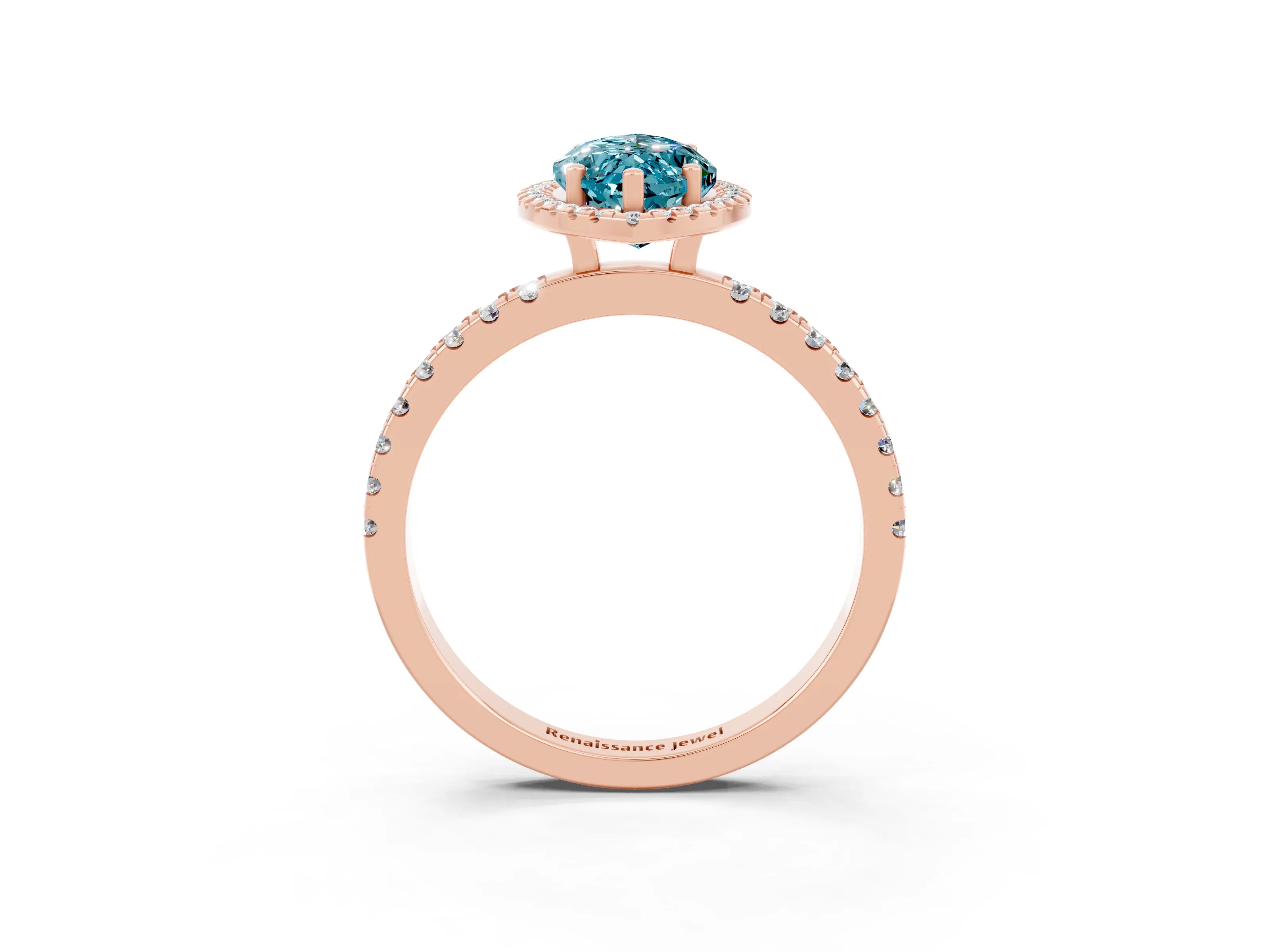 Rose gold Marquise Cut Halo Diamond Pave Band with Prong Setting_3