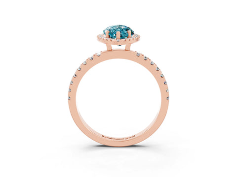 Rose gold Marquise Cut Halo Diamond Pave Band with Prong Setting_3