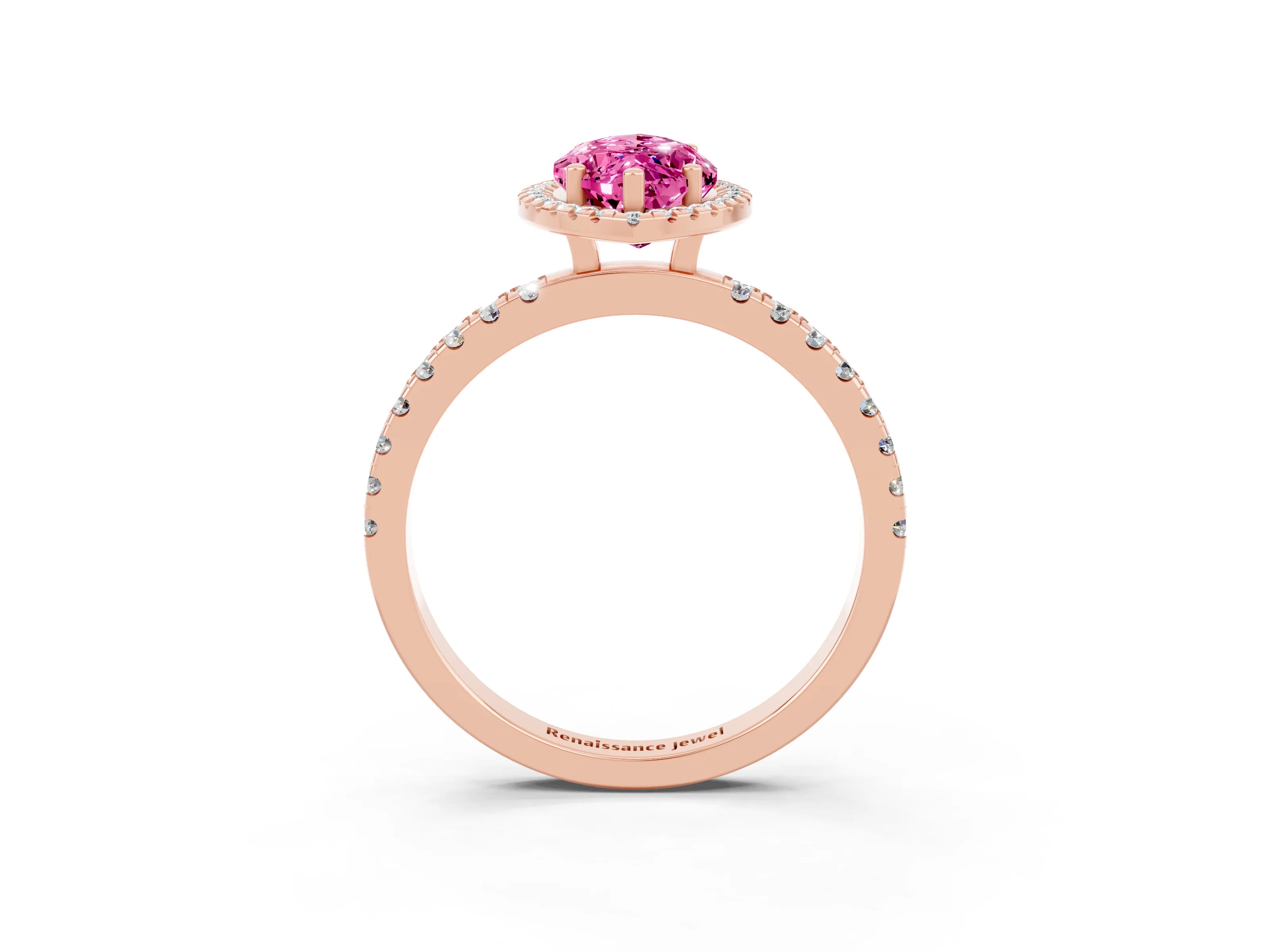 Rose gold Marquise Cut Halo Diamond Pave Band with Prong Setting_3